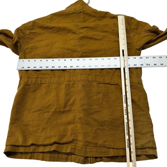 Old Navy Jacket Women Size S Brown Linen Blend Utility Minimalist Preppy Casual - Picture 5 of 9